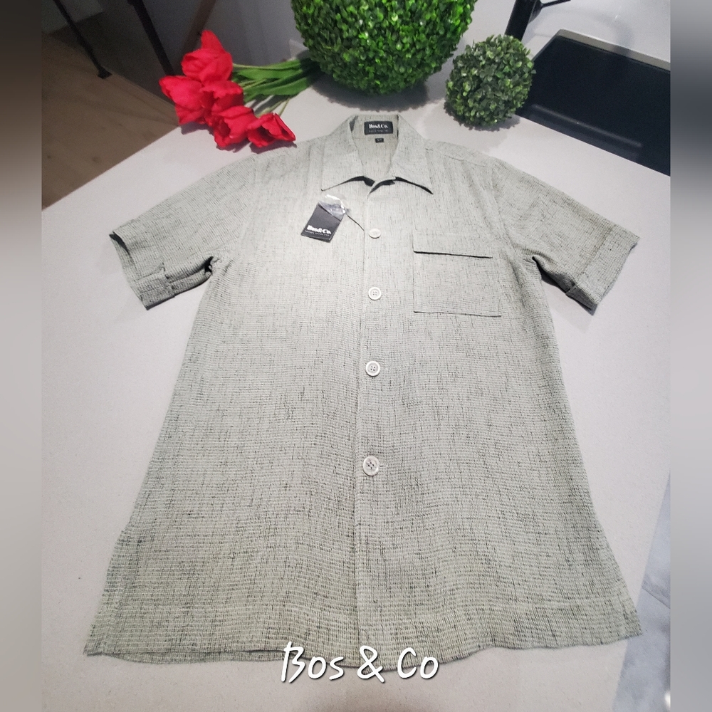 NWT BOS & CO Superbe chemise haut de gamme à manches courtes